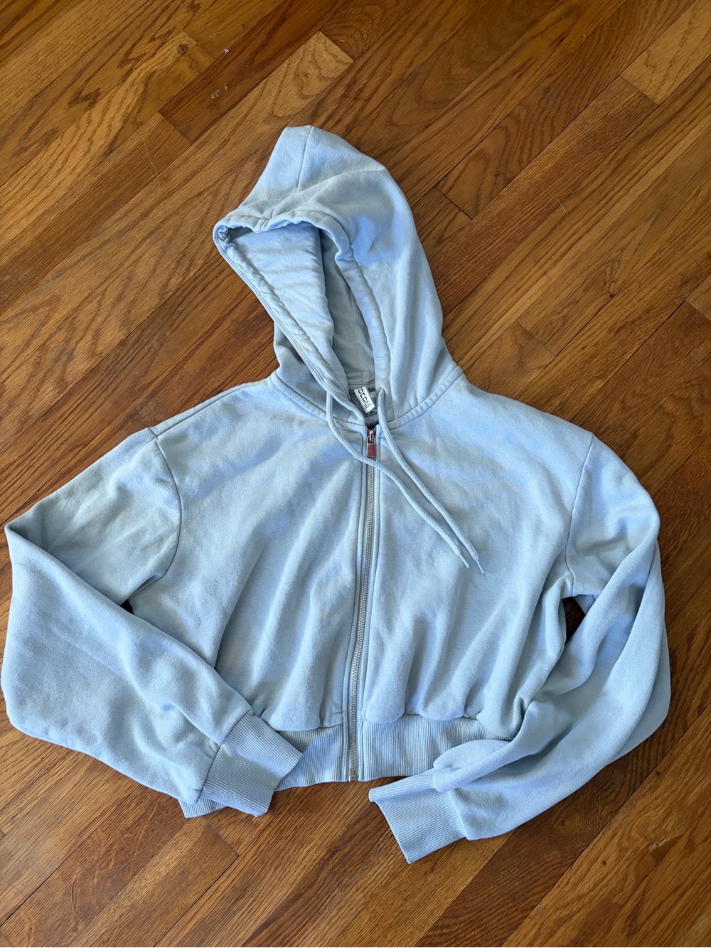 Divided Light Blue Cropped Zip Hoodie